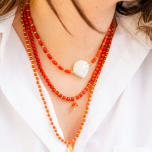 coral necklace set